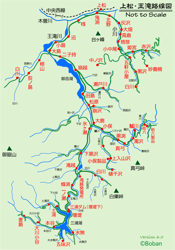 上松・王滝路線図
