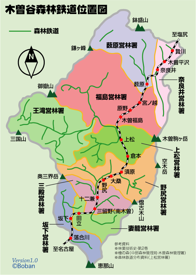 上松・王滝路線図