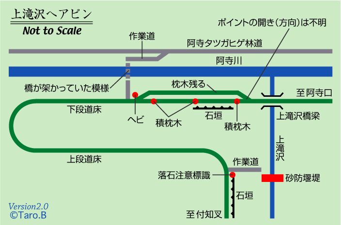 阿寺川森林鉄道「上滝沢周辺図」