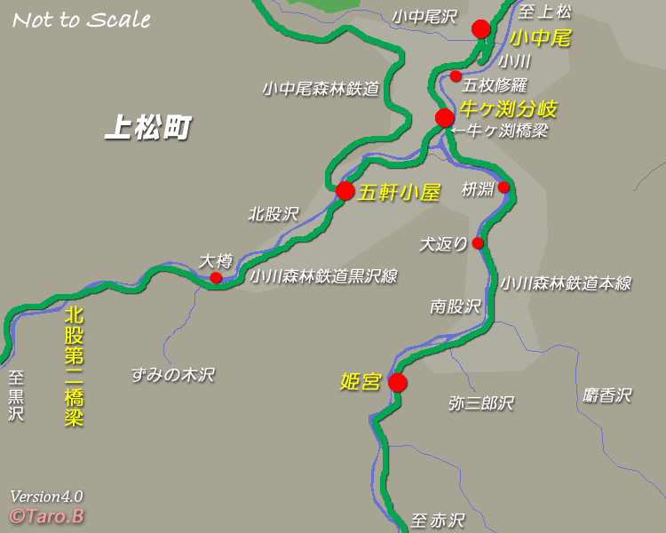 木曽森林鉄道小川線MAP4,路線図